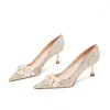 2026 Novo Vestido de Casamento Francês Principal Xiuhe Duas Peças Noiva Sapatos de Casamento Femininos Elegantes Bico Fino de Cristal Salto Agulha Alto