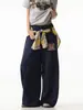 Pantalones de Chándal con Dobladillo de Falda a Cuadros Patchwork para Mujer Hip-Hop Modernos Jazz Perezosos Pierna Ancha Pantalones Scimitar