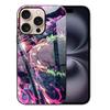 Adequado para Capa de Vidro com Furo Grande para iPhone 15 Apple 18Pro One Piece 17Promax Zoro Capa de Celular Anime