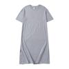 2026Treze CoresAlgodão Puro Cor Sólida Vestido de Verão com Fenda, Moda Solta Vestido Longo, Vestido Camiseta de Manga Curta