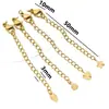 Cadena extendida texturizada de acero inoxidable letras 18k cadena de cola de 5 cm cierre de mosquetón traje accesorios de cadena de cola para collar pulsera DIY