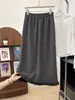 Falda Larga Recta con Volantes de Nicho Inspirada en el Diseño Ropa Casual para Mujer Cintura Elástica Lana Engrosada Falda Larga Venta al por Mayor 9855
