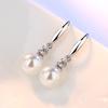 Pendientes elegantes de plata con circonita y perla de Corea del Sur, con gancho para la oreja, para mujer, versátiles y dulces, con borlas de hada, de longitud media, de plata.