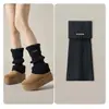 Cubrepiernas Gruesos de Lana Estilo Coreano Calcetines de Pelo Cubrepies Tejidos para Otoño e Invierno Calcetines Retorcidos Cálidos Calcetines para Mujer