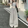 Pantalones de traje retro estilo americano, corte holgado, cintura alta, pierna ancha, pantalones casuales para mujer, pantalones de pierna recta para otoño, pantalones versátiles de largo completo