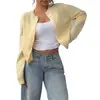 Cárdigan de Punto para Mujer Amazon Fashion, Cuello Redondo, Manga Larga, Suéter de Color Sólido, Nuevo Top Versátil de Ajuste Delgado para Primavera