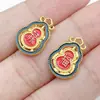 Colgante pequeño de calabaza de la fortuna esmaltada en oro tradicional estilo chino para la riqueza y la prosperidad, accesorios de joyería para pendientes y collares DIY