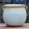 Polegar de cerâmica carnuda com pés vaso de flores vintage simples boca quadrada inteligente flor de pedra interior ovo de pêssego respirável vaso de areia roxa