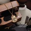 Método Antigo Dourado Esculpido Flor Rosa Pingente de Janela Corrente de Corda Novo Estilo Chinês Filigranas Martelo e Magnólia Cabaça Colar Dupla Face