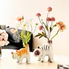 Vaso de Gato Siamês Fofo Atacado Figura de Gato Arranjo de Flores para Sala de Estar Decoração Cerâmica de Luxo Leve Design de Nicho