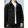 Jaqueta masculina com gola, camisa casual de veludo cotelê de manga comprida para primavera e outono, jaqueta workwear, moderna
