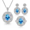 Juego de Joyería de Lujo Europeo Gemas de Colores Ocho Corazones Ocho Flechas Combinado con Adornos de Novia de Oriente Medio Juego de Anillo, Collar y Pendientes