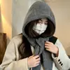Chapéu e Cachecol Estilo Novo Coreano Tudo-em-Um Chapéu de Tricô Quente para Mulheres Proteção de Orelha de Inverno Balaclava Chapéu para Homens Chapéu de Lã