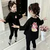 Camiseta de manga larga de algodón puro para niñas, nueva y elegante para primavera y otoño, camiseta básica versátil para niños, top de moda casual para niñas