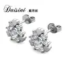 Pendientes de botón de plata S925 transfronterizos estilo coreano Mori Super hada flor simple popular diamante joyería exquisita