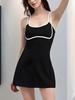 Comercio Exterior Europeo y Americano Moda Transfronteriza Color de Contraste Falda con Tirantes Vestido Sexy Ropa Deportiva Yoga para Mujeres con Almohadilla Extraíble en el Pecho