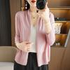 Verão Feminino Ar Condicionado Malhas Fino Gelo Seda Linho Cardigan Manga Longa Cardigan Feminino Xale plus size Colete
