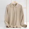 Suéter de Tricô Gola Polo Estilo Old Money de Luxo Leve para Homens, Versátil para Outono e Inverno, Cor Sólida, Anti-Pilling, Camada Base