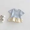 Nuevo Top de Punto Dianxi Verano Dulce con Parches de Lunares para Bebés y Niños Pequeños, Leggings de Bloques de Color 3D con Corazón para Bebé