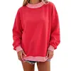 Otoño/Invierno 2026 Transfronterizo Amazon Holgado Cuello Redondo Manga Larga Vintage Retazos Sudadera con Estampado de Letras Abrigo de Otoño para Mujer