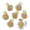 Pingente Estilo Antigo Banhado a Ouro com Gotejamento de Óleo, Banhado a Ouro Paz e Felicidade, Pingente Riqueza e Prosperidade, Acessório de Pingente com Caractere da Sorte para Pulseira DIY
