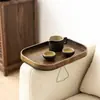 Estante de Almacenamiento con Bandeja para Sofá Sala de Estar Sofá Bandeja Plegable de Bambú para Snacks y Té Bandeja Plegable para Reposabrazos Mesa de Café