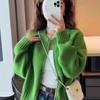 Chaqueta Suéter Suave y Cera con Doble Cremallera para Otoño e Invierno para Mujer 2025 Nuevo Estilo Coreano Holgada Ropa Exterior Cardigan de Punto con Cuello Redondo