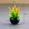 Atacado Conjunto de Plantas Artificiais de Lavanda em Vasos Mini Ornamento de Planta Verde Artificial para Mesa Espiga de Trigo Flor Falsa Pequeno Bonsai