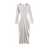 8581-Vestido sexy de estilo europeo y americano con forro polar para chicas calientes, vestido de mujer con falda de cadera y escote en V profundo en la cintura 2024