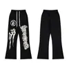 Exportación Transfronteriza Nueva Marca de Moda Europea y Americana Hellstar Hellstar Pantalones Casuales Lavados en Negro con Estampado y Desgastados para Hombre