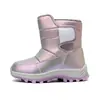 Botas de neve infantis mais grossas para meninas, com travas de gelo antiderrapantes, sapatos de algodão de cano alto, impermeáveis, de cano alto, botas curtas forradas com fleece, sola grossa