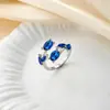 Anillos de Hoja y Pétalo de Estilo Europeo y Americano Más Vendidos Transfronterizos, Joyería de Lujo Ligero de Hoja y Tulipán a la Moda al por Mayor