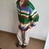 Cárdigan de punto a rayas para hombre y mujer, diseño otoñal, sentido de la moda, nicho, blusa protectora solar, sentido atmosférico, tejido hueco, suéter informal