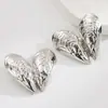 Brincos de Prata 925 com Pino Coreano Simples em Formato de Coração, Leque, Concha Metálica Elegante Exagerado para Mulheres