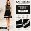Comércio Exterior Transfronteiriço Verão 2026 Elegante Vestido de Alcinha Listrado Preto com Cintura Marcada Emagrecedor Corte A para Namoro e Trabalho Curto