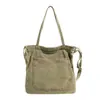 Bolso de lona casual estilo coreano para mujer, estilo artístico, adecuado para estudiantes universitarios, bolso de mano para clases, texturizado, bolso de hombro de gran capacidad para hombres