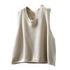Chaleco de Punto de Algodón con Cuello Envolvente para Mujer, Versión Holgada Grande, Chaleco Cubre Carne, Primavera Casual, Combinación con Todo, Sin Mangas, Chaleco Apilado en la Cintura