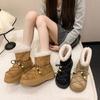 Botas de Neve Grossas com Solado Grosso para Mulheres, Outono/Inverno 2025, Transfronteiriças, Tamanho Grande, Moda de Meia-Estação, Botas Pão, Acolchoadas com Lã, Espessadas, Sapatos Grandes de Algodão para Mulheres