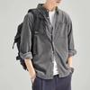Camisa de pana de manga larga estilo japonés para hombre, camisa de pana de color liso para primavera y otoño, abrigo informal para hombre, moda