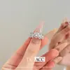 Anillo de Encaje Estilo Bucci Italiano, Anillo de Oro Vintage con Patrón de Diamantes Cepillado con Diamantes