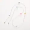 Nueva Cadena Cruzada de Cuentas de Cristal Transparente Flor Cara Sonriente Cordón para Funda de Teléfono Colgante para Bolso Cadena de Correa para el Hombro