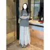 Conjunto de Dos Piezas: Camiseta de Manga Larga con Encaje y Falda de Encaje Suave, Diseño Estilo Coreano Verano 2025
