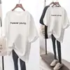 Camiseta de Manga Curta Algodão Puro com Efeito Emagrecedor Soltinha para Mulheres 2025 Estilo Coreano Estudante Soltinha 2025 Novo Top de Comprimento Médio