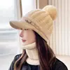 Chapéu Casual Versátil Estilo Coreano para Mulheres Outono e Inverno Pelo de Coelho Bico de Pato Ciclismo Chapéu Quente Inverno Proteção de Orelha Chapéu de Lã Tricotado