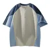 Camiseta Casual de Manga Corta con Bloques de Color de Marca de Moda Verano 2026 para Hombre, Camiseta Versátil de Cuello Redondo Holgada Estilo Americano para Adolescentes