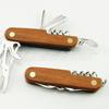 Navaja 11-abierta con Mango de Madera, Navaja Militar Multifuncional con Mango de Madera, Navaja Suiza de Acero Inoxidable de 11 Funciones, Pequeña Plegable de 11 Piezas