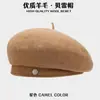 Boina de Lana para Mujer, Sombrero Nuevo Estilo Coreano para Otoño e Invierno que Hace que la Cara Parezca Más Pequeña, Sombrero de Artista de Gama Alta Estilo Japonés de Invierno