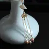 Horquilla Hanfu con Borla Colgante Semiacabado, Calidad que Conserva el Color Borla de Mariposa Romboidal, Una Borla de Nube Borgoña