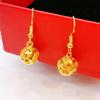 Joyería de Oro Aluvial Pendientes de Cuentas de Transferencia Pendientes Sencillos Pendientes de Bola Calada Hebillas de Oreja de Flor de Coche de Moda Ganchos de Oreja Estilo Coreano