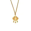 Nuevo Collar Antiguo de Arena Dorada para Mujer, Diseño de Estilo Étnico, Colgante de Calabaza Hueca de Herencia con Cierre Ruyi, Suministro de Joyería